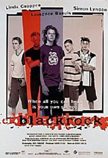 Theatrical poster for Blackrock featuring five male teenagers and the tagline "When all you can hear is your own silence".