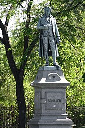 Statue of Friedrich Schiller in the Lincoln Park Conservatory formal garden