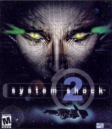 Cover art of "System Shock 2", depicting the Von Braun and main antagonist SHODAN.