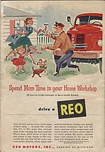 REO advertisement in 1953 (back cover of the October 1953 issue of Popular Mechanics)