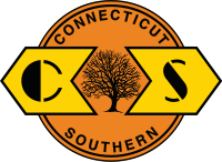 A circular orange logo. The words "Connecticut" and "Southern" are arranged on the top and bottom of the circle, with the letters "C" and "S" on the left and right sides of the circle. The Charter Oak, a Connecticut state icon, is depicted in the center of the logo.