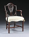 Mahogany elbow chair in the Hepplewhite style, made circa 1790
