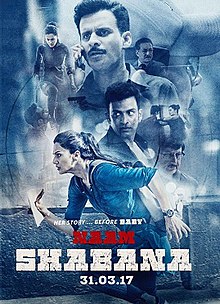 The poster features Taapsee Pannu running and Sniper-rifle aim-pointer appears on her. At bottom appears title of the film. Images of rest star-cast appears at the top.