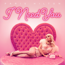 An image of Paris Hilton posing in lingerie on a bed near a rotary telephone. The image has the song's title and Hilton's name.
