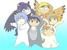 شخصیت‌های اصلی: به ترتیب از راست به چپ، ردیف پایین: اوساهارا، اورونو، یونیهیکو ردیف بالا: چیکو، تاکاتوکا، پگانوسوکه