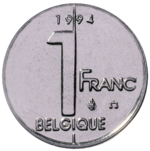 La dernière pièce de 1 franc belge, datant de 1994.