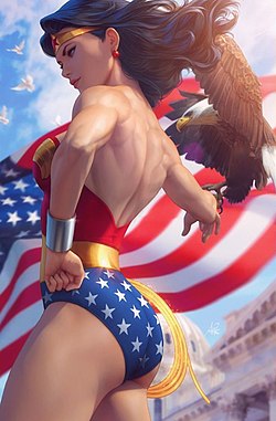 וונדר וומן, כפי שהופיעה על עטיפה אלטרנטיבית לחוברת Wonder Woman #750 ממרץ 2020, אמנות מאת סטנלי לאו.